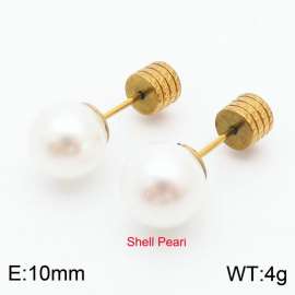 French niche design sense 10mm pearl stainless steel fashionable charm women's gold earrings