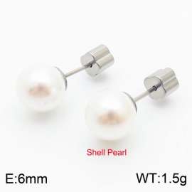 French niche design sense 6mm pearl stainless steel fashionable charm women's silver earrings
