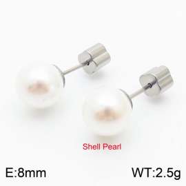 French niche design sense 8mm pearl stainless steel fashionable charm women's silver earrings