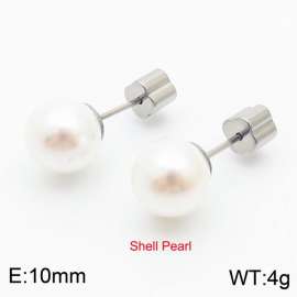French niche design sense 10mm pearl stainless steel fashionable charm women's silver earrings