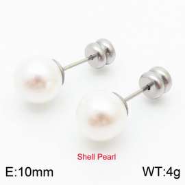 French niche design sense 10mm pearl stainless steel fashionable charm women's silver earrings