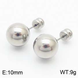 10mm spherical stainless steel simple and fashionable charm women's silver earrings