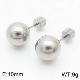 10mm spherical stainless steel simple and fashionable charm women's silver earrings
