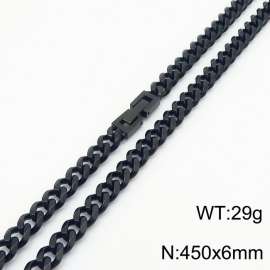 Titanium steel black hexagonal ground Cuban chain 450 * 6mm necklace