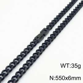 Titanium steel black hexagonal ground Cuban chain 550 * 6mm necklace