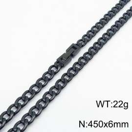 45cm Long Black Color Cuban Link Chain Stainless Steel Necklace For Men