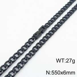 55cm Long Black Color Cuban Link Chain Stainless Steel Necklace For Men