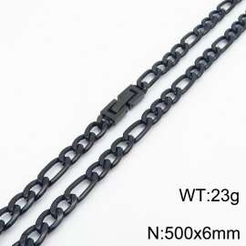 50cm Long Black Color Figaro Chain Stainless Steel Necklace For Men