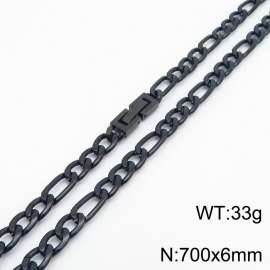 70cm Long Black Color Figaro Chain Stainless Steel Necklace For Men