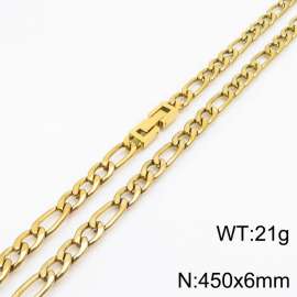 45cm Long Gold Color Figaro Chain Stainless Steel Necklace For Men