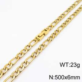 50cm Long Gold Color Figaro Chain Stainless Steel Necklace For Men