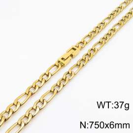 75cm Long Gold Color Figaro Chain Stainless Steel Necklace For Men