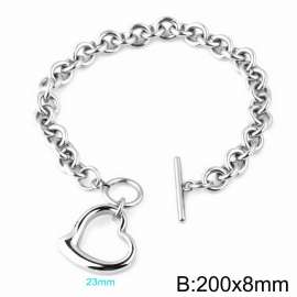 Hollow Heart Titanium Steel OT Buckle Bracelet