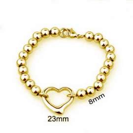 Stainless steel 8mm steel ball heart-shaped bracelet