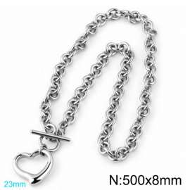 Hollow Heart Titanium Steel Necklace OT Buckle