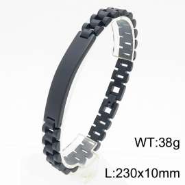 Fashion stainless steel 230 × 10mm strap splicing curved rectangular engraved font men's temperament black bracelet