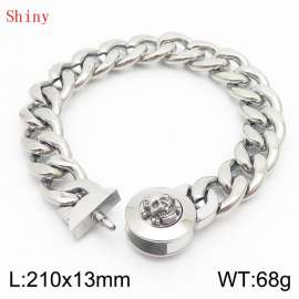 210mm Stainless Steel Skull Charm Cuban Chain Bracelet