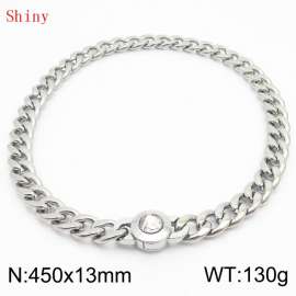 450mm Stainless Steel&Translucent Zircon Cuban Chain Necklace