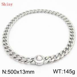 500mm Stainless Steel&Translucent Zircon Cuban Chain Necklace