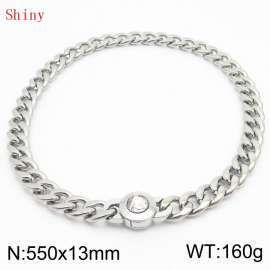 550mm Stainless Steel&Translucent Zircon Cuban Chain Necklace