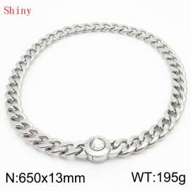 650mm Stainless Steel&Translucent Zircon Cuban Chain Necklace