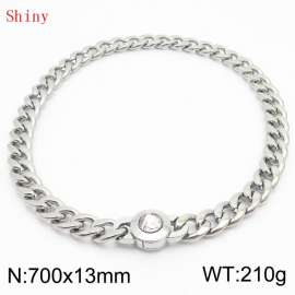 700mm Stainless Steel&Translucent Zircon Cuban Chain Necklace