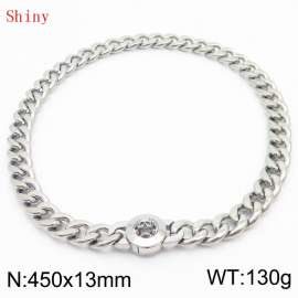 450mm Stainless Steel Skull Charm Cuban Chain Necklace