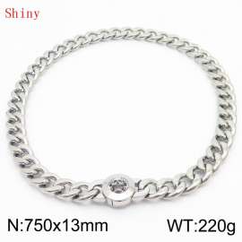 750mm Stainless Steel Skull Charm Cuban Chain Necklace