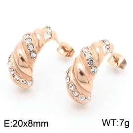 European and American fashionable stainless steel geometric diamond studded women's temperament rose gold earrings