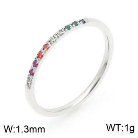 Stainless steel simple and personalized seven color diamond inlaid women's charming silver ring