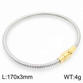 Simple and Personalized Stainless Steel 170x3mm Flat Snake Bone Chain Gold Magnetic Buckle Charming Silver Bracelet