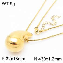 Fashionable stainless steel 430x1.2mm flat snake bone chain hanging chubby water droplet pendant charm gold necklace