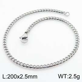 Simple and personalized 200 × 2.5mm stainless steel multi face grinding chain charm silver bracelet