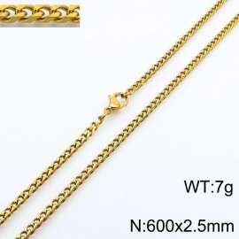 Simple and personalized 600 × 2.5mm stainless steel multi sided grinding chain charm gold necklace