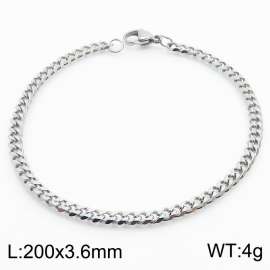 Simple and personalized 200 × 3.6mm stainless steel multi face grinding chain charm silver bracelet