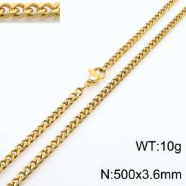 Simple and personalized 500 × 3.6mm stainless steel multi sided grinding chain charm gold necklace