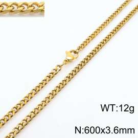 Simple and personalized 600 × 3.6mm stainless steel multi sided grinding chain charm gold necklace