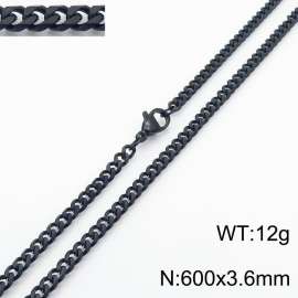 Simple and personalized 600 × 3.6mm stainless steel multi sided grinding chain charm black necklace