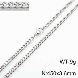 Simple and personalized 450 × 3.6mm stainless steel multi sided grinding chain charm silver necklace