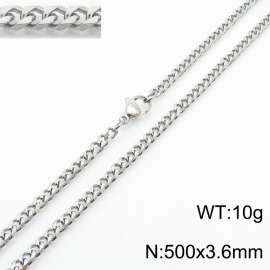 Simple and personalized 500 × 3.6mm stainless steel multi sided grinding chain charm silver necklace