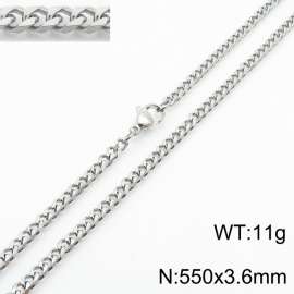 Simple and personalized 550 × 3.6mm stainless steel multi sided grinding chain charm silver necklace