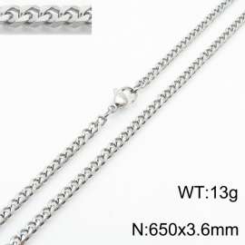 Simple and personalized 650 × 3.6mm stainless steel multi sided grinding chain charm silver necklace