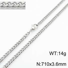 Simple and personalized 710 × 3.6mm stainless steel multi sided grinding chain charm silver necklace