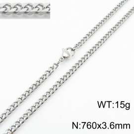 Simple and personalized 760 × 3.6mm stainless steel multi sided grinding chain charm silver necklace