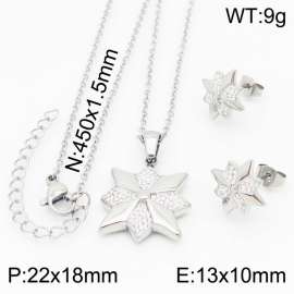 Geometric Jewelry Set Women Stainless Steel Necklace & Earring Silver Color