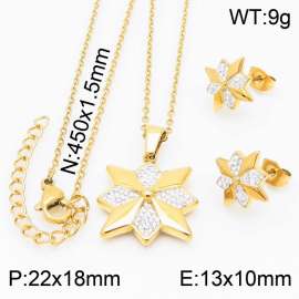 Geometric Jewelry Set Women Stainless Steel Necklace & Earring Gold Color