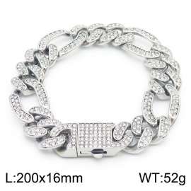 Hip Hop Style 16mm Full Diamond NK Chain Titanium Steel Men's Bracelet