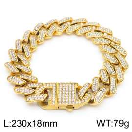 Hip Hop 18mm Gold Diamond Cuban Chain Titanium Steel Men's Bracelet