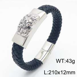 21cm Lion Head Personalized Genuine Leather Bracelet Men's Bracelet