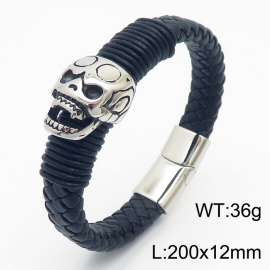 21cm Skull Personalized Genuine Leather Bracelet